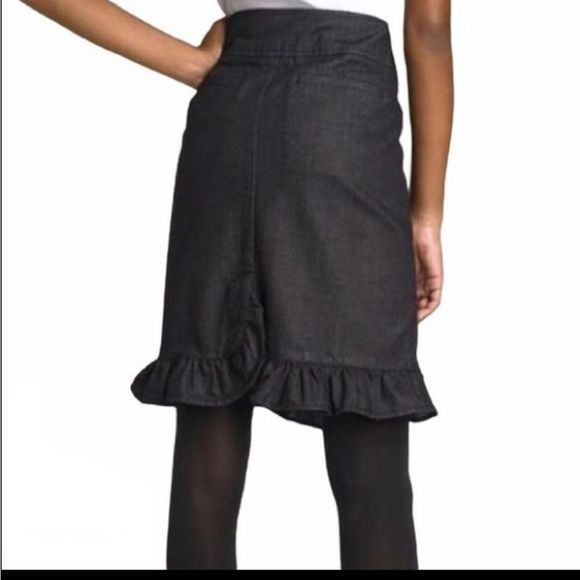 Leifsdottir Anthro Ruffled Denim Pencil Skirt - Picture 2 of 9